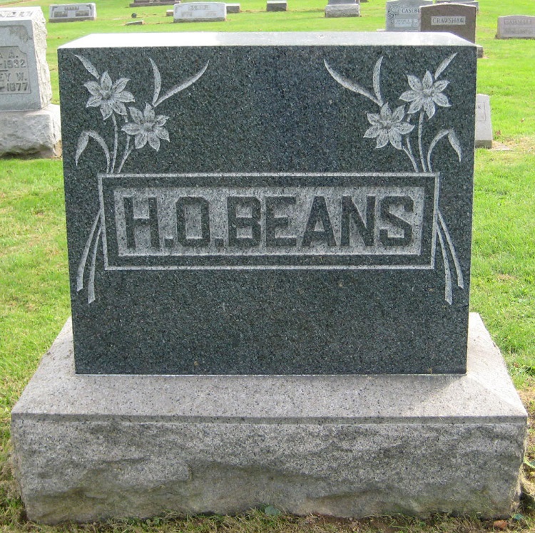 Hamilton Beans's headstone in East Avenue Cemetery, New Philadelphia, 2011. (Source: findagrave.com)