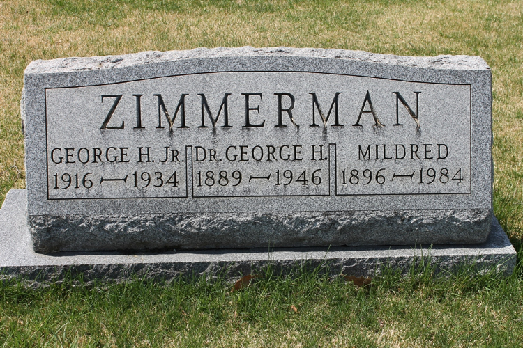 The Zimmerman headstone in Olive Cemetery in Caldwell, Ohio, 2013. (Source: findagrave.com)