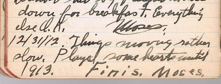 George H. Zimmerman's last entry for 1912.