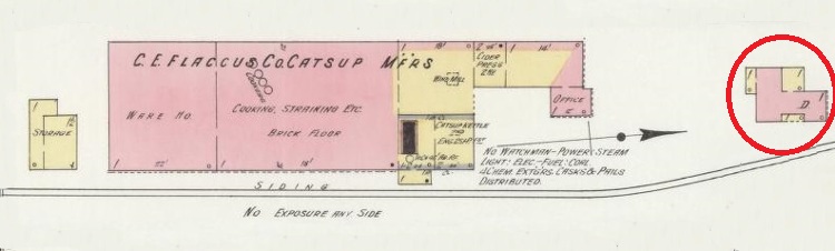 The Flaccus Brothers company house depicted on the 1910 Sanborne Map. (Source: loc.gov)