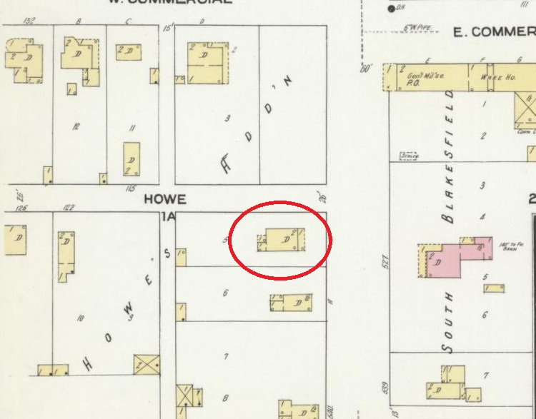 The Seibold House depicted on the 1910 Sanborne Fire Insurance Map. (Source; loc.gov)