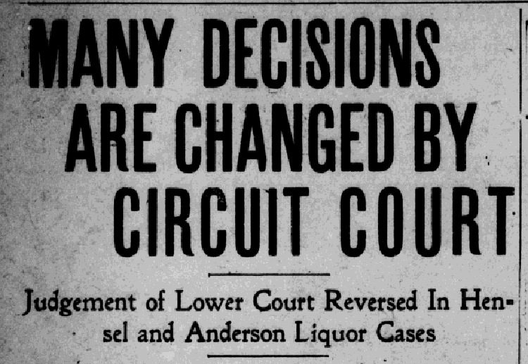 Newspaper article reporting the reversal of Samuel Hensel's guilty verdict by the Circuit Court, June 1911. (Source: newspaperarchive.com)