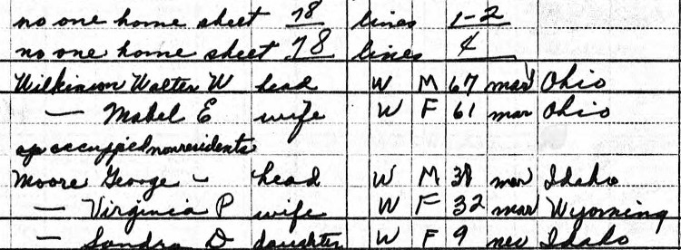 Walter and Mabel Wilkinson reported on the 1950 Census for the South Gate neighborhood of Los Angeles, California. (Source: familysearch.org)