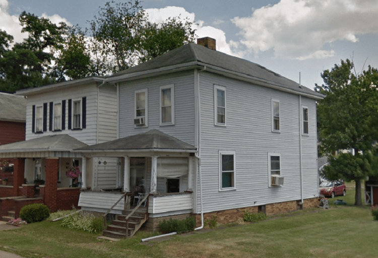 The house where blacksmith William Baker lived in Uhrichsville, Ohio and that was originally slated by Roby and his workmen, 2012. (Source: google.com)