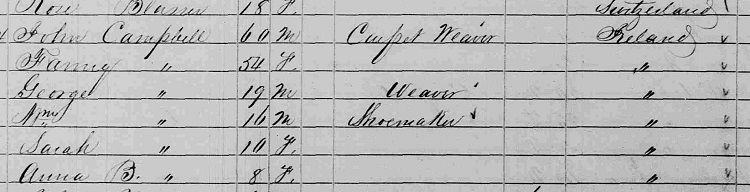 The Campbell family recorded in the 1850 census for New Philadelphia. (Source: familysearch.org)