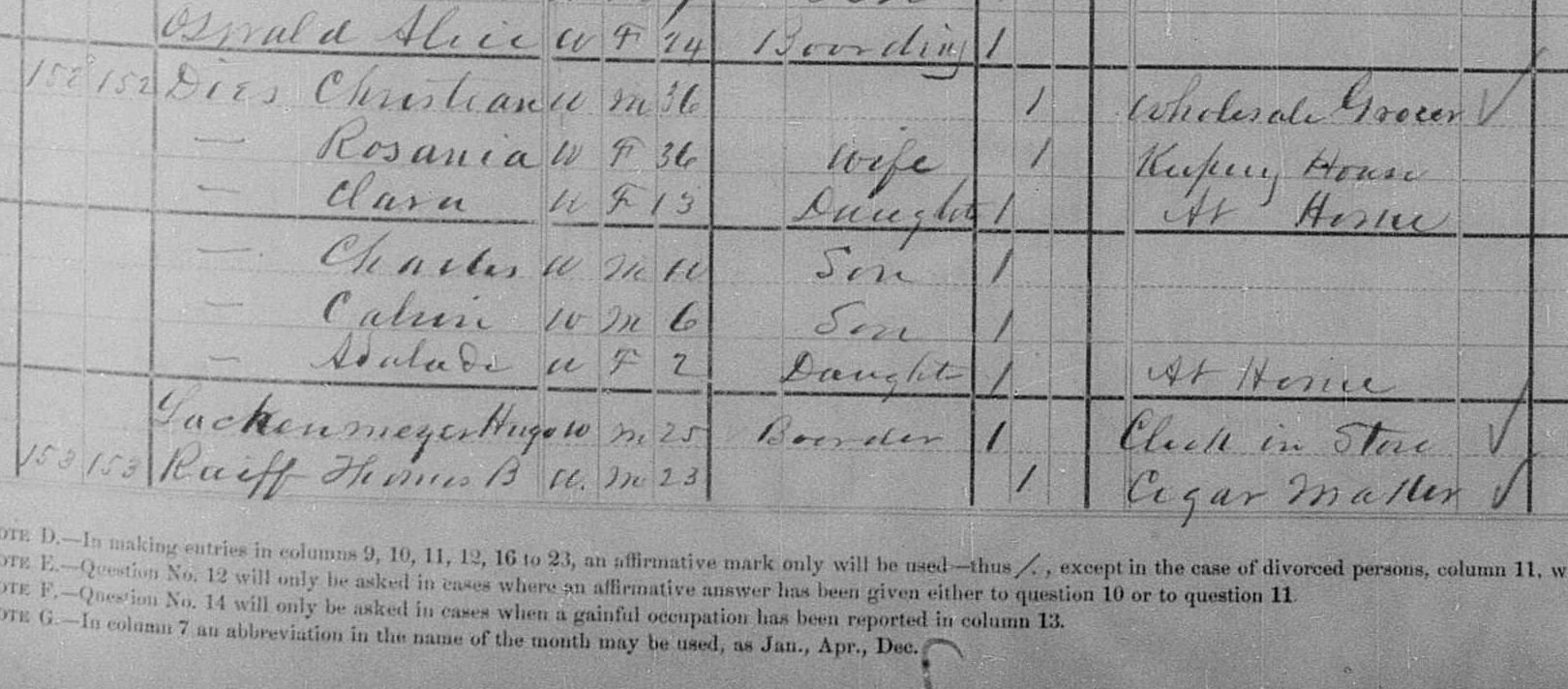 Hugo Lachenmeyer recorded on the 1880 census for Dover. (Source: familysearch.org)