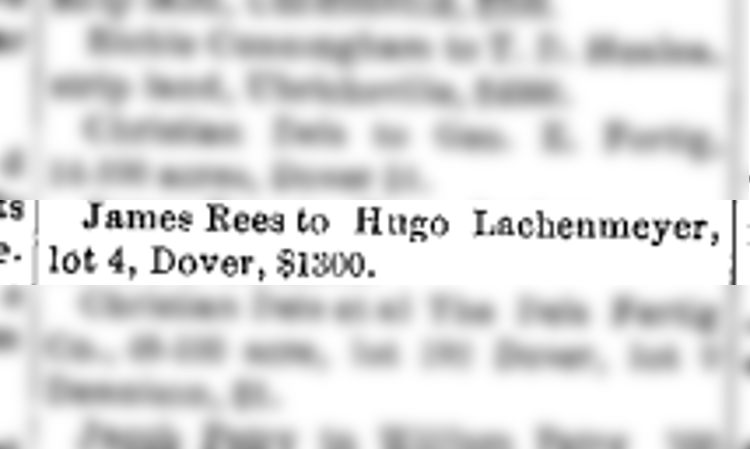 Hugo Lachenmeyer's purchase of the Factory Street property reported in the newspaper, January 1896. (Source: newspaperarchive.com)