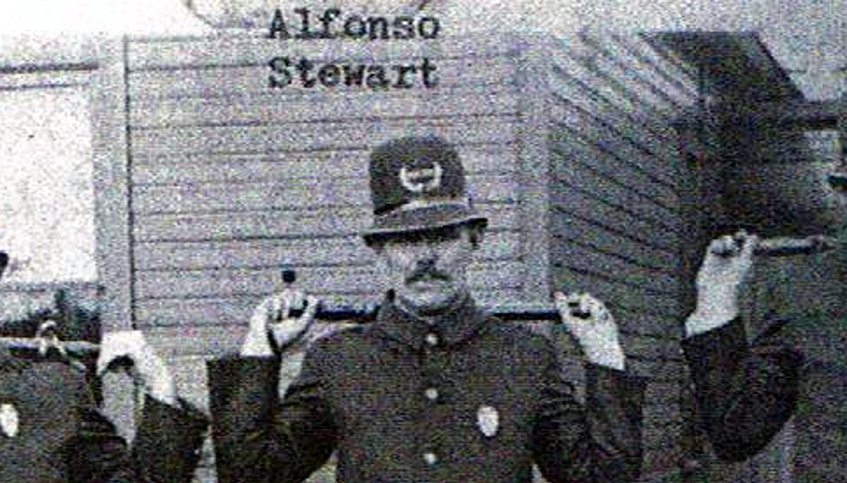 Picture of Alfonso Stewart found on page 128 of Fred Miller's book "Images of America: Tuscarawas County Ohio", 2000.