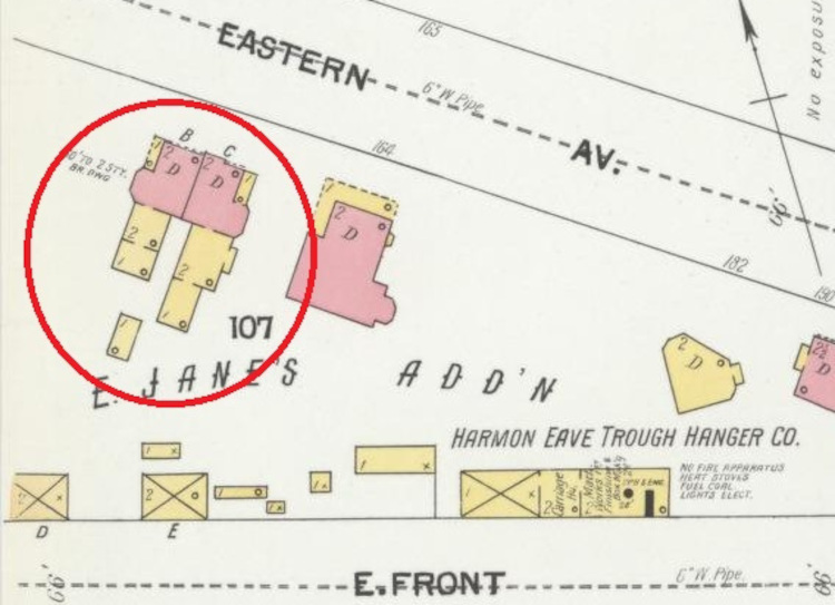 The Horning House depicted as a duplex home on the 1901 Sanborne Fire Insurance Map for New Philadelphia. (Source: loc.gov)