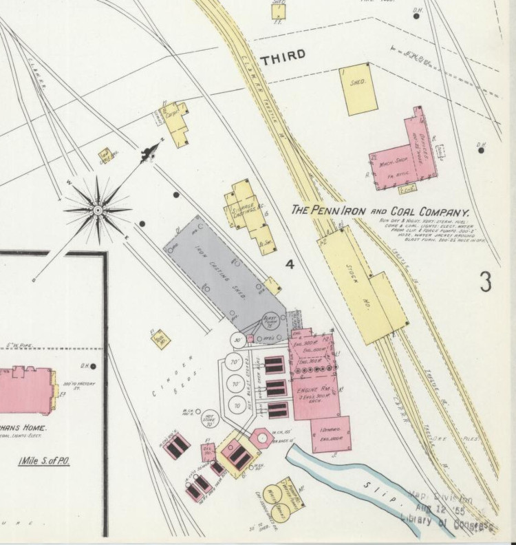 The Penn Iron and Coal Company depicted on the 1907 Sanborne Fire Insurance Map for Dover, Ohio. (Source: loc.gov)