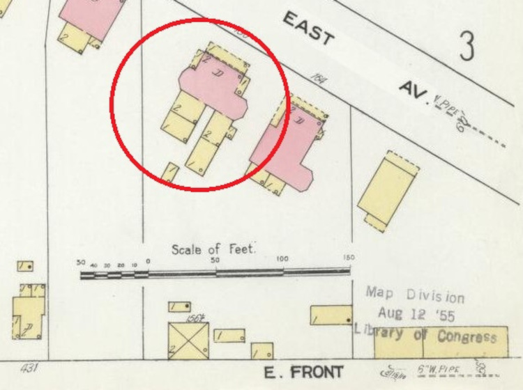 The Horning House now depicted as a single family home on the 1910 Sanborne Fire Insurance Map for New Philadelphia. (Source: loc.gov)