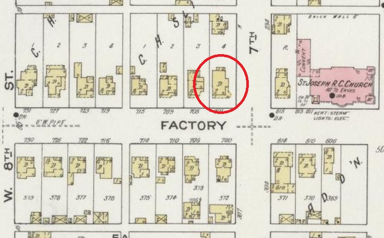 The Lachenmeyer House depicted on the 1914 Sanborne Fire Insurance Map for the city of Dover. (Source: loc.gov)