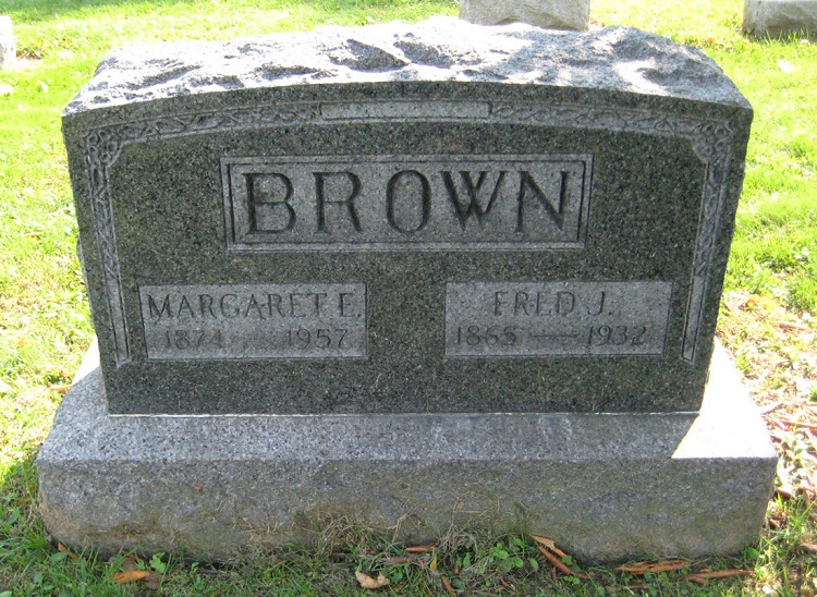 The Brown's headstone in East Avenue Cemetery, New Philadelphia, 2011. (Source: findagrave.com)
