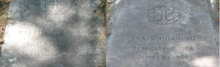 The Horning grave markers in Fair Street Cemetery, New Philadelphia, Ohio, 2012. (Source: findagrave.com)