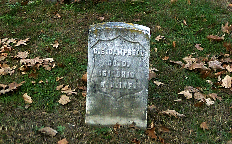 George Campbell's military headstone in Fair Street Cemetery, New Philadelphia, 2015. (Source: findagrave.com)