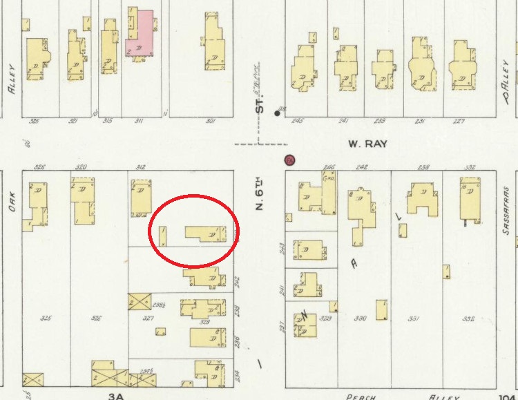The Ditto House as it appeared on the 1910 Sanborne Fire Insurance Map for New Philadelphia. (Source: loc.gov)