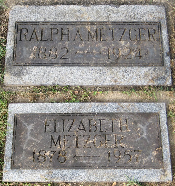 The Metzgers' headstones in East Avenue Cemetery, New Philadelphia, Ohio, 2011. (Source: findagrave.com)