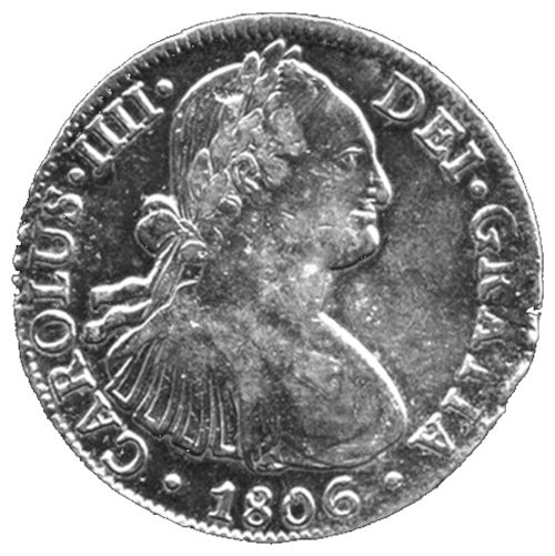 A Spanish Dollar coin, commonly used in the United States as currency throughout the early 1800s. (Source: google.com)