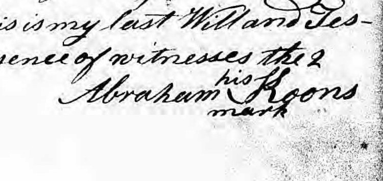 Abraham Koons' will recorded in the Bedford County records, June 1813. (Source: ancestry.com)