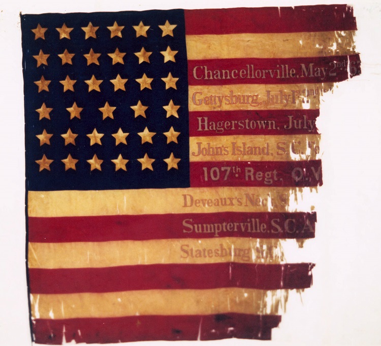The battle flag of the 107th Ohio Volunteer Infantry Regiment, 1862-1865. (Source: ohiomemory.org)