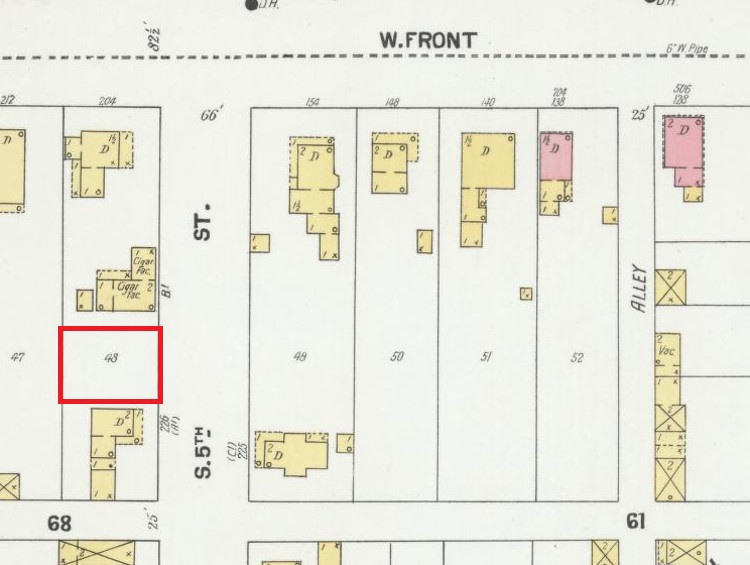 The Glatfelter House location depicted as empty on the 1901 Sanborne Fire Insurance Map for the City of New Philadelphia. (Source: loc.gov)