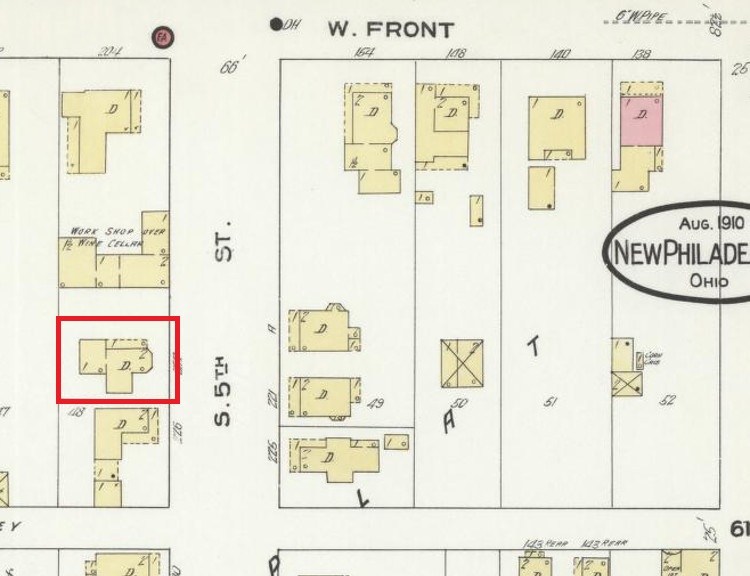 The Glatfelter House depicted on the 1910 Sanborne Fire Insurance Map for the City of New Philadelphia. (Source: loc.gov)