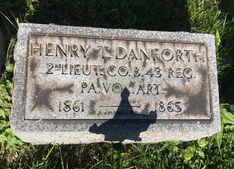 Henry T. Danforth's headstone in the Westfield Presbyterian Cemetery in Mount Jackson, Pennsylvania, 2017. (Source: findagrave.com)
