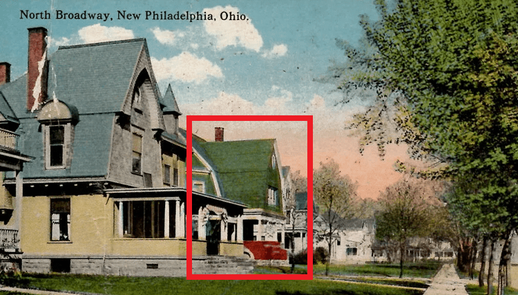 The Alexander House on North Broadway in New Philadelphia, Ohio depicted on a c. 1910 postcard. (Source: ebay.com)