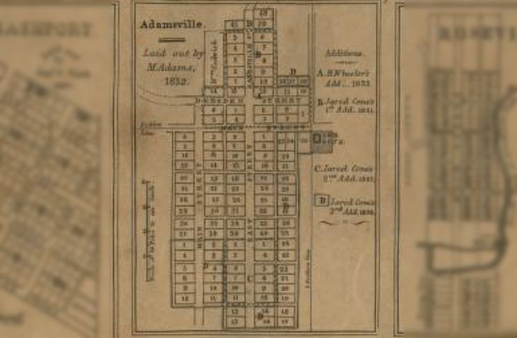 Map of Adamsville, Muskingum County, Ohio, 1852. (Source: loc.gov)