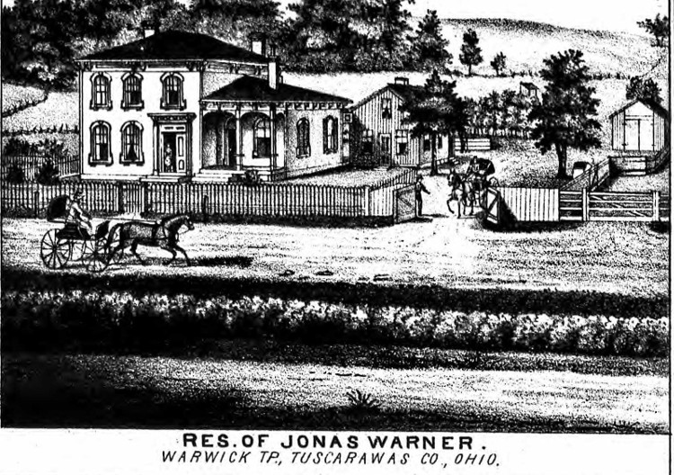 The Warner Farm in Warwick Township depicted in the 1875 Atlas of Tuscarawas County. (Source: ancestry.com)