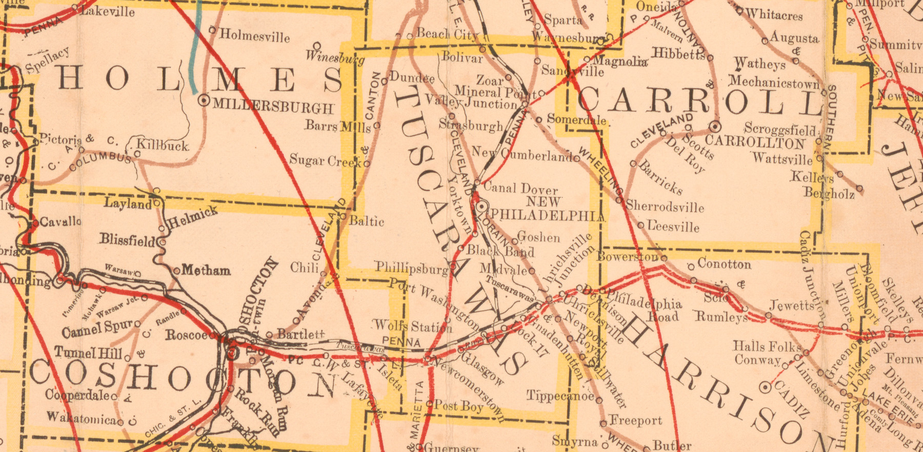 Railroad Map of Ohio, 1895 (Source: loc.gov)