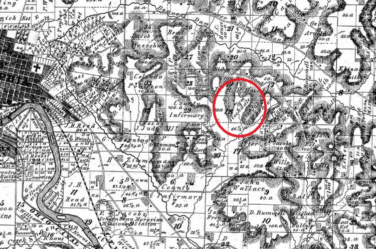 Location of William Stockdale's residence in Goshen Township noted on the 1875 Tuscarawas County Atlas map. (Source: ancestry.com)