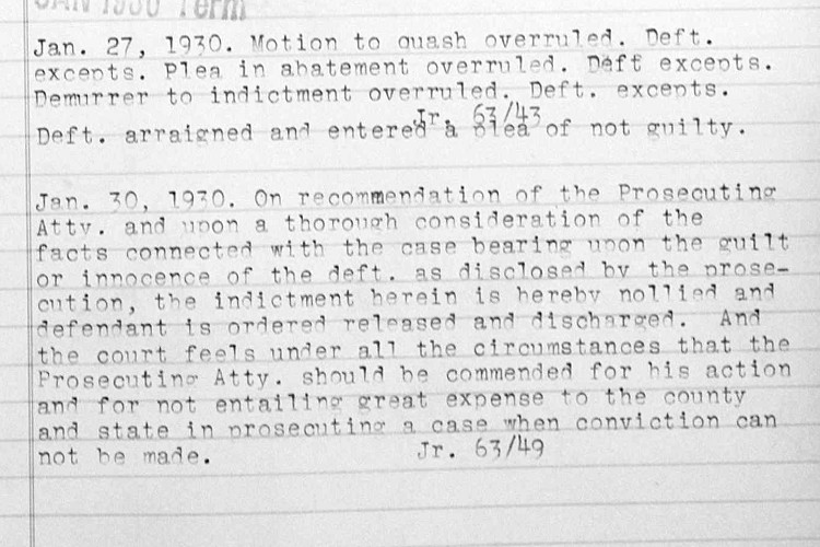 Detail from the criminal case record against Frank Tonelotti, January 1930. (Source: familysearch.org)