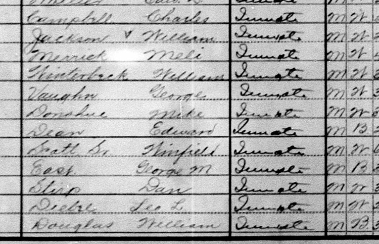 John "Dan" Stirp recorded in the 1910 census for the Ohio State Penitentiary. (Source: familysearch.org)