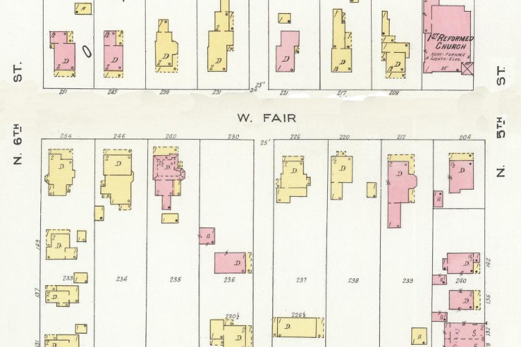 The 200 block of Fair Avenue Northwest in New Philadelphia, Ohio as depicted in the 1926 Sanborn Fire Insurance Map. (Source: loc.gov)
