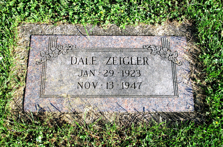 Dale Zeigler's headstone at the Dover Burial Park, Dover, Ohio, 2018. (Source: findagrave.com)