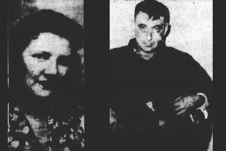 Photographs of Mabel and Russell Barnes that appeared in the New Philadelphia, Ohio newspaper following Mabel's murder, October 1947. (Source: newspapers.com)