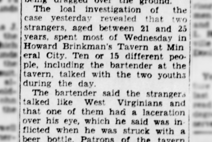 Excerpt from a newspaper article on leads in the John Myers murder case, November 1947. (Source: newspapers.com)