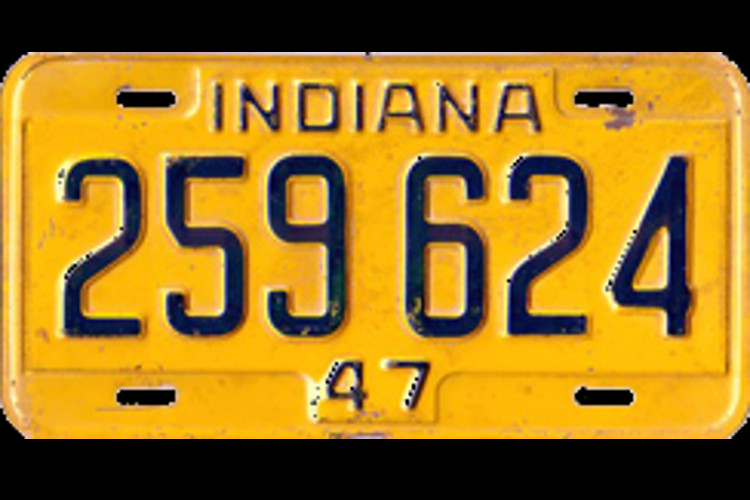 1947 Indiana license plate. (Source: worldlicenseplates.com)