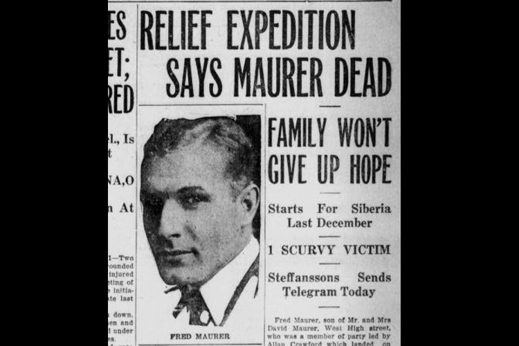 New Philadelphia, Ohio newspaper article headline on Fred Maurer's likely death, September 1923. (Source: newspaperarchive.com)