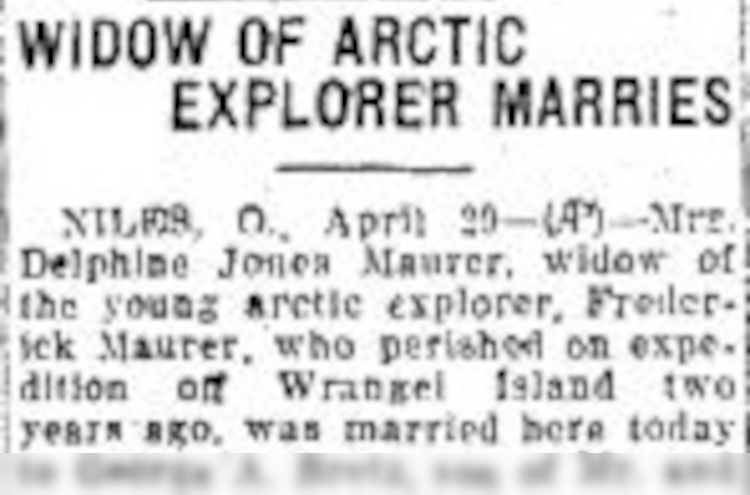 Findlay, Ohio newspaper story reporting the marriage of Fred Maurer's widow, April 1925. (Source: newspaperarchive.com)