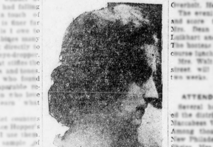Photograph of Delphine Jones, Fred Maurer's wife, that appeared in the New Philadelphia, Ohio newspaper, April 1925. (Source: newspaperarchive.com)