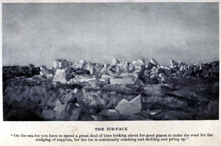 View of the ice pack faced by the survivors of the Karluk, 1914. (Source: "The Last Voyage of the Karluk" by Robert A. Bartlett via archive.org)