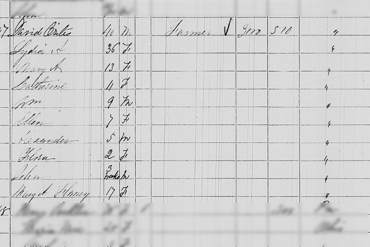 The Crites family recorded on the 1860 census for Tuscarawas County, Ohio. (Source: familysearch.org)