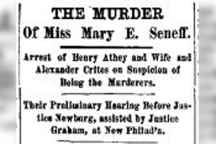 News of the arrest of Henry and Ellen Athey and Alexander Crites in the New Philadelphia, Ohio newspaper, June 1880. (Source: newspaperarchive.com)