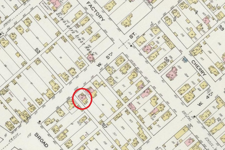 The location of the Butera residence on West 5th Street in Dover, Ohio as seen on the 1914 Sanborn Map. (Source: loc.gov)