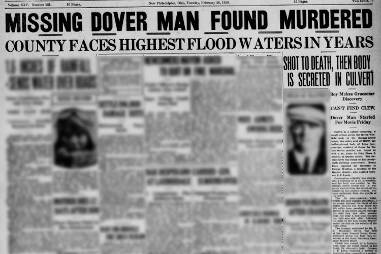 New Philadelphia, Ohio newspaper article on the death of John Constantino, February 1929. (Source: newspapers.com)