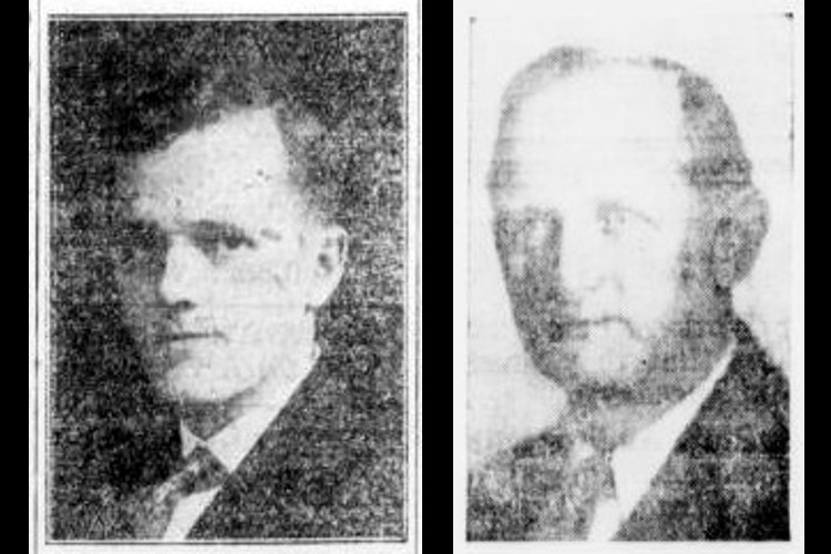 New Philadelphia, Ohio newspaper images of Coroner James Floyd Lewis (L) and Sheriff Harry C. Smith (R). (Source: newspaperarchives.com)
