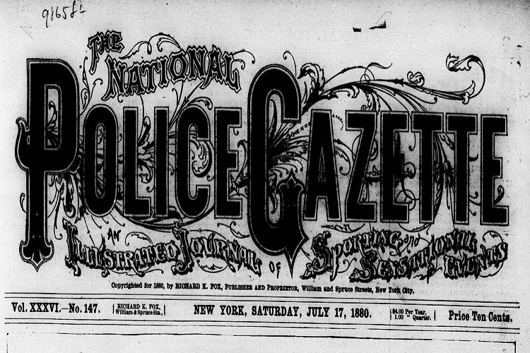 The masthead for The National Police Gazette, a true crime publication, that covered Mary Senff's murder extensively, July 1880. (Source: archive.org)