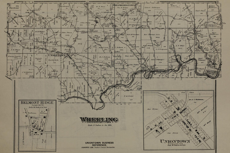Map of Wheeling Township, Belmont County, 1888. (Source: archive.org)
